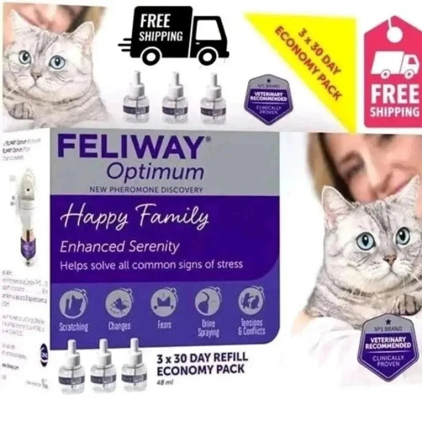 FELIWAY Optimum 30-Day Cat Pheromone Diffuser Refill โ 48ml (3-Pack Value Bundle) SCENTORA SCENTORA