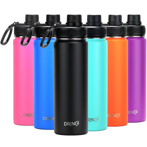 DRINCO® 22oz Stainless Steel Sport Water Bottle - Black - Wavy Hub