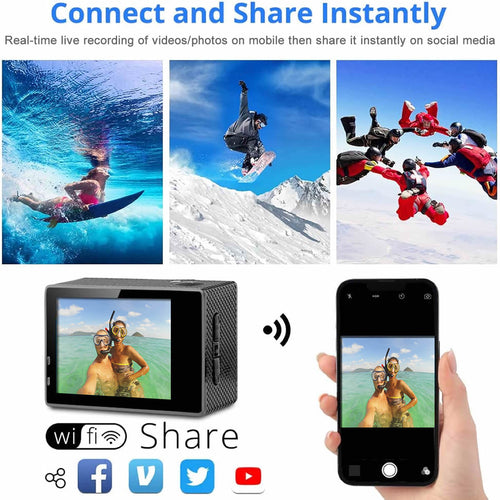 4K Waterproof All Digital UHD WiFi Camera + RF Remote And Accessories - Wavy Hub