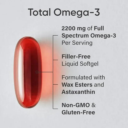 Total Omega-3 2200mg 120 Softgel | Wild Salmon & Krill Oil with Astaxanthin (EPA/DHA) NORTH WAVE   SCENTORA