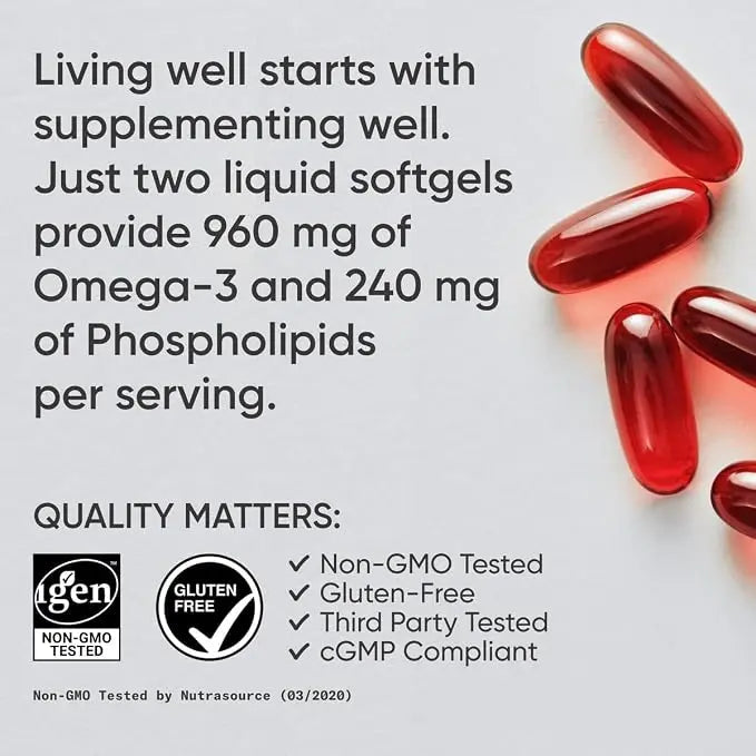 Total Omega-3 2200mg 120 Softgel | Wild Salmon & Krill Oil with Astaxanthin (EPA/DHA) NORTH WAVE   SCENTORA