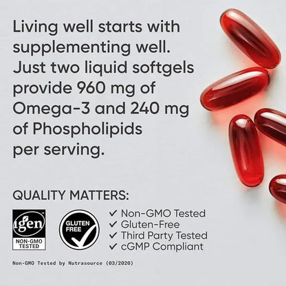 Total Omega-3 2200mg 120 Softgel | Wild Salmon & Krill Oil with Astaxanthin (EPA/DHA) NORTH WAVE   SCENTORA