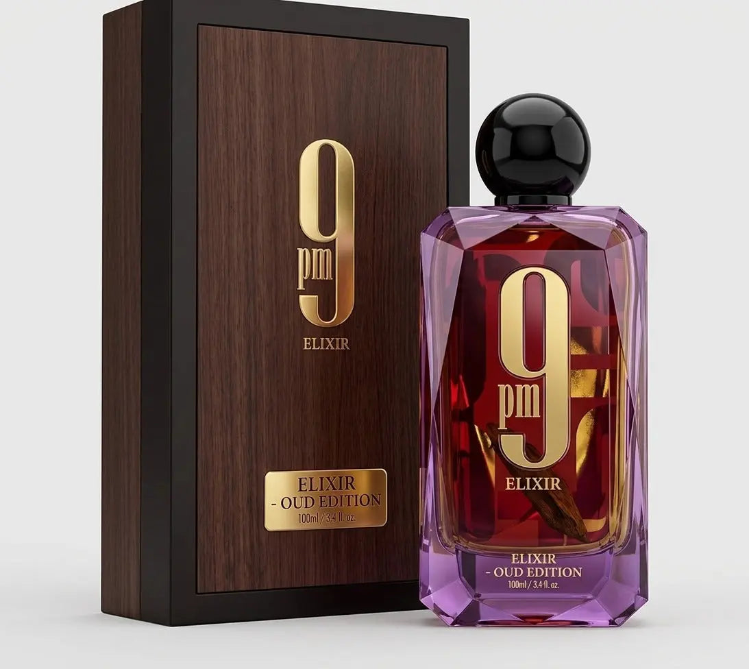 Afnan 9 PM Elixir Oud Edition Eau De Parfum – 100ml / 3.4 fl. oz. Spray NORTH WAVE   SCENTORA
