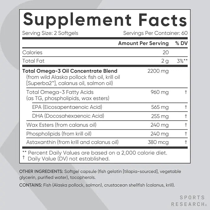 Total Omega-3 2200mg 120 Softgel | Wild Salmon & Krill Oil with Astaxanthin (EPA/DHA) NORTH WAVE   SCENTORA