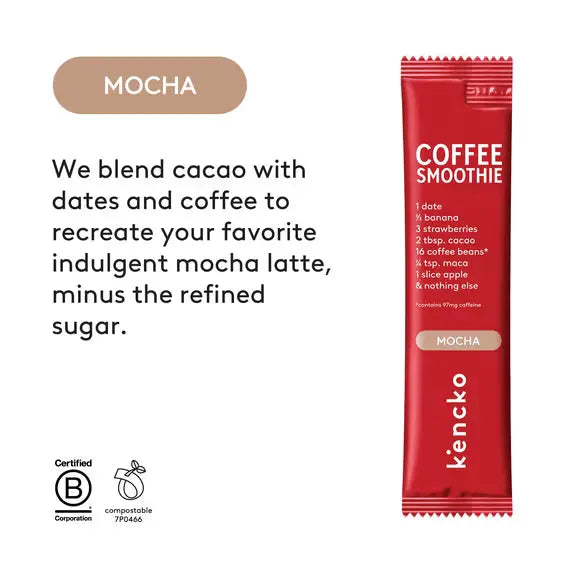 Kencko Mocha Organic Instant Coffee & Fruit Smoothie – 4 Pack (0.81 oz Packets) SCENTORA   SCENTORA