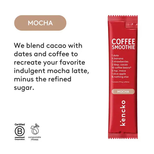 Kencko Mocha Organic Instant Coffee & Fruit Smoothie – 4 Pack (0.81 oz Packets) SCENTORA   SCENTORA