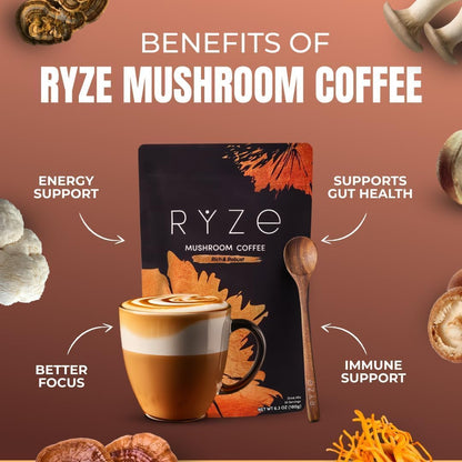 RYZE Organic Mushroom Coffee – Focus, Energy & Immunity Blend