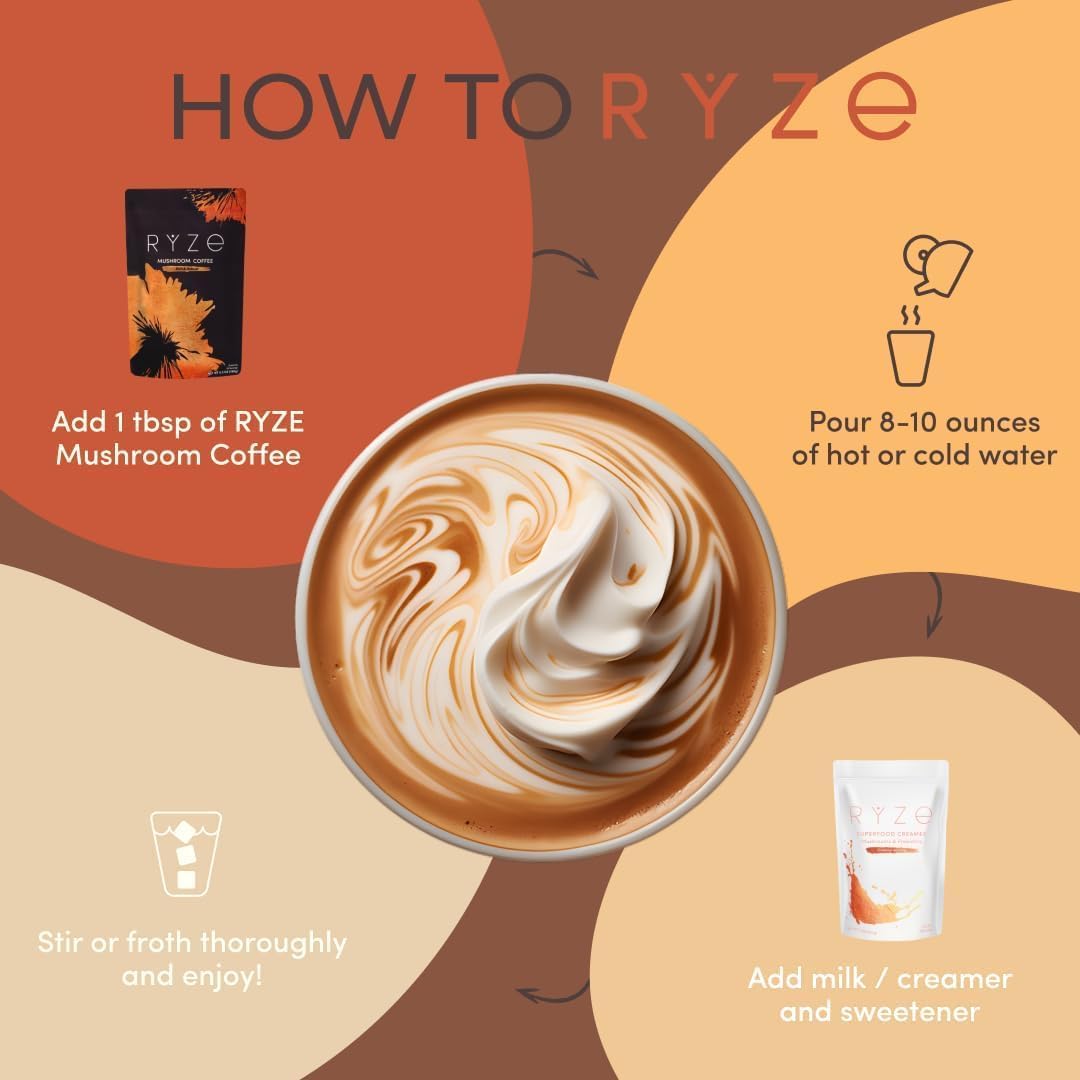 RYZE Organic Mushroom Coffee – Focus, Energy & Immunity Blend