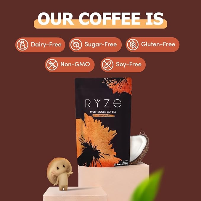 RYZE Organic Mushroom Coffee – Focus, Energy & Immunity Blend