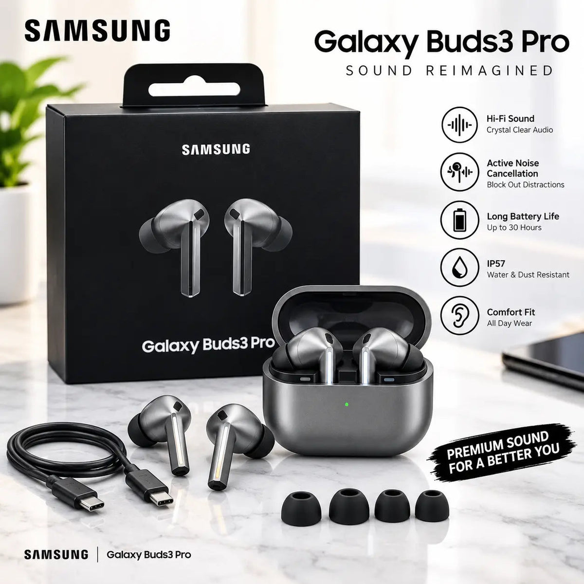 Samsung Galaxy Buds3 Pro Wireless Earbuds – Premium Hi-Fi Sound, Active Noise Cancellation & Charging Case My Store   SCENTORA