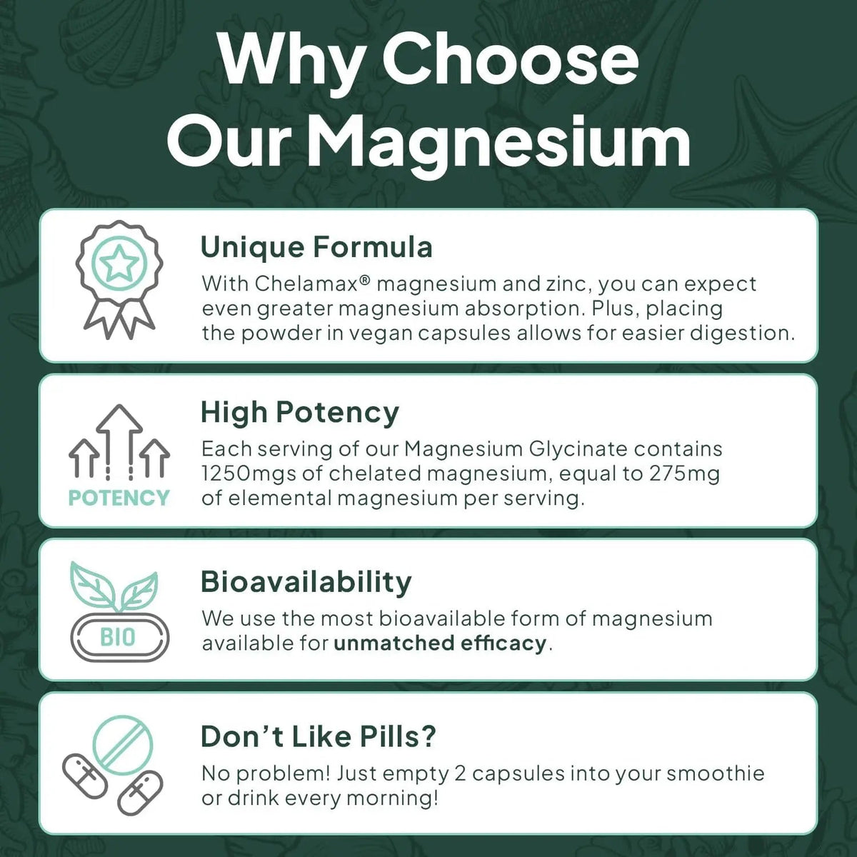 Organics Ocean Pure Magnesium Glycinate & Chelated Zinc | 90 Capsules NORTH WAVE   SCENTORA