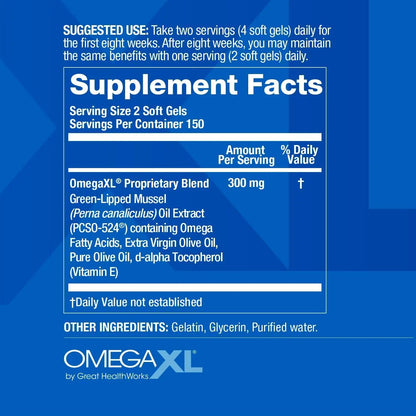 Omega XL Joint Supplement | Green-Lipped Mussel Extract | 300 Capsules NORTH WAVE   SCENTORA