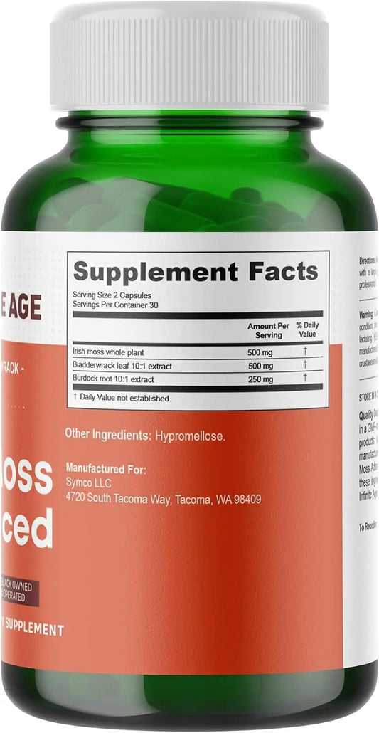 INFINITE AGE 1250mg Sea Moss Advanced Superfood Capsules - High-Potency Vegan Supplement - 60 Count NORTH WAVE   SCENTORA