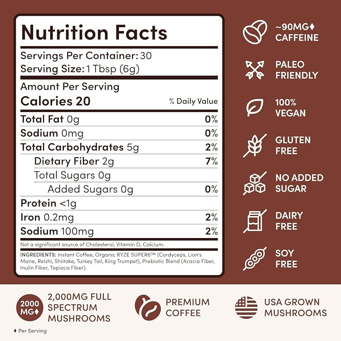 RYZE Organic Mushroom Coffee – Focus, Energy & Immunity Blend