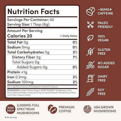 RYZE Organic Mushroom Coffee – Focus, Energy & Immunity Blend