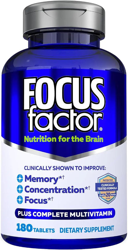 Focus Factor Brain Nutrition Supplement - Memory, Focus & Concentration Support - 180 Tablets NORTH WAVE   SCENTORA