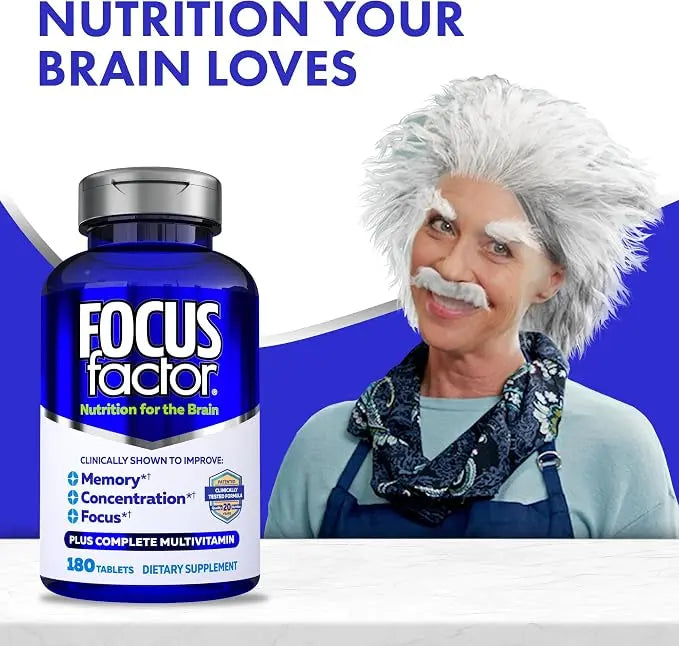 Focus Factor Brain Nutrition Supplement - Memory, Focus & Concentration Support - 180 Tablets NORTH WAVE   SCENTORA