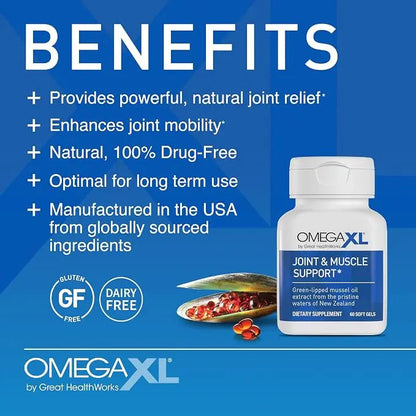 Omega XL Joint Supplement | Green-Lipped Mussel Extract | 300 Capsules NORTH WAVE   SCENTORA