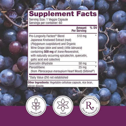 Reserveage Resveratrol 500mg with Pterostilbene | Anti-Aging Supplement NORTH WAVE   SCENTORA