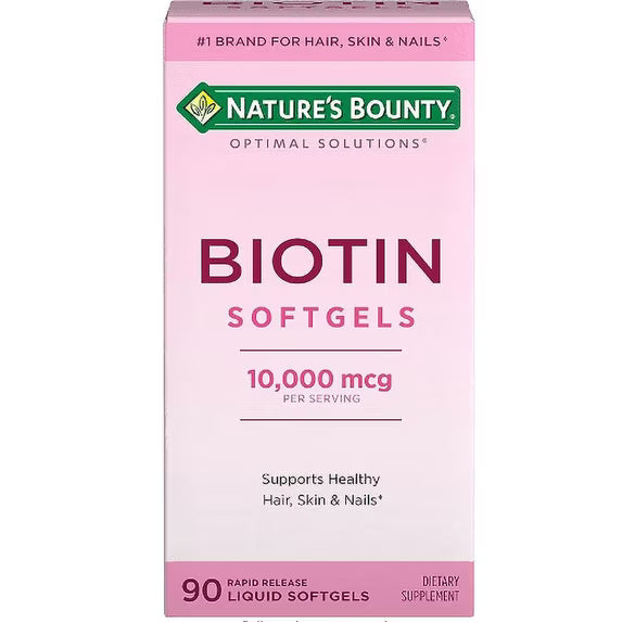 Nature's Bounty Optimal Solutions Hair Growth Supplement with Biotin – 90 Capsules