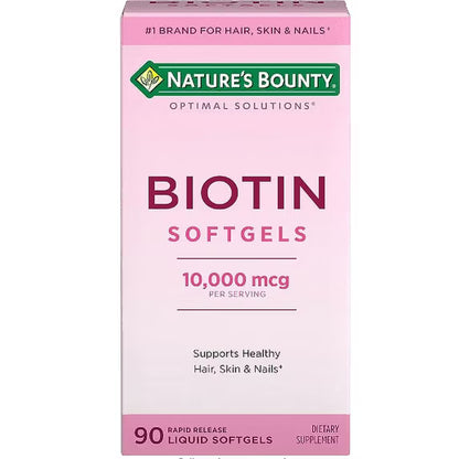 Nature's Bounty Optimal Solutions Hair Growth Supplement with Biotin – 90 Capsules