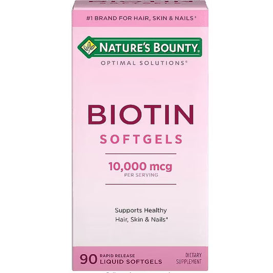 Nature's Bounty Optimal Solutions Hair Growth Supplement with Biotin – 90 Capsules