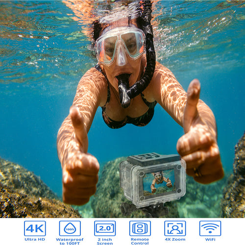 4K Waterproof All Digital UHD WiFi Camera + RF Remote And Accessories - Wavy Hub