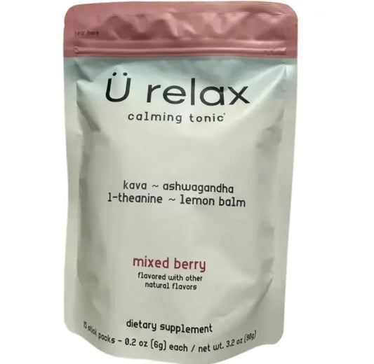 Ü Relax Calming Tonic Powder Stick Packs - Mixed Berry Flavor (15 Count, 3.2 oz) SCENTORA   SCENTORA