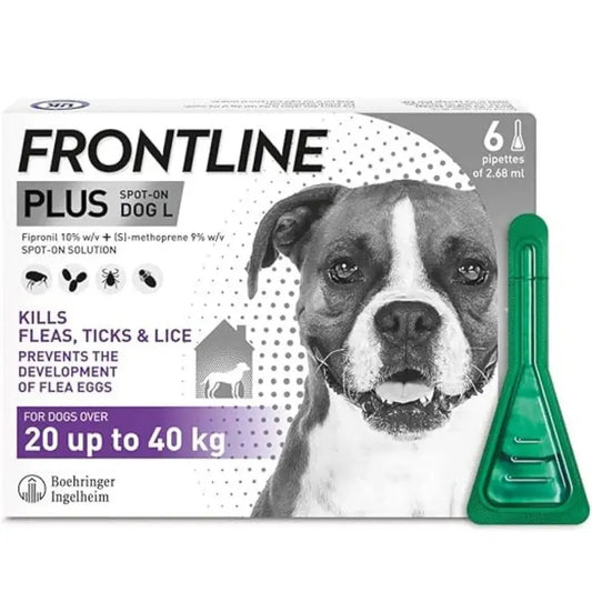 FRONTLINE Plus Flea and Tick Treatment Spot-On for Large Dogs (45-88 lbs) – 6 Pipettes SCENTORA   SCENTORA