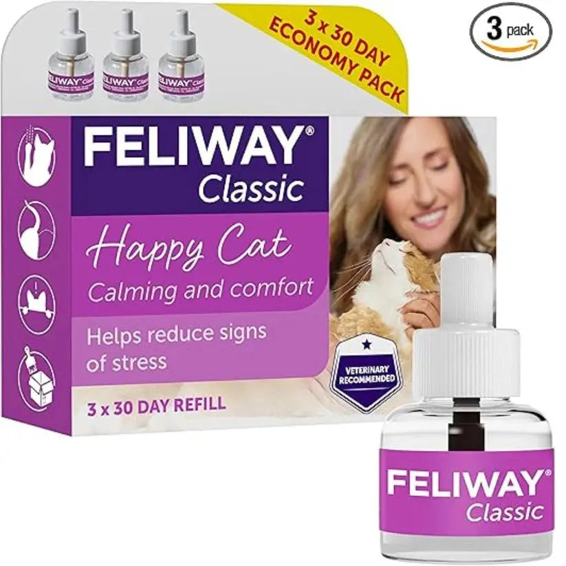 FELIWAY Classic Cat Calming Pheromone Diffuser Refills – 3 x 30 Day Supply (3 x 48ml) SCENTORA   SCENTORA
