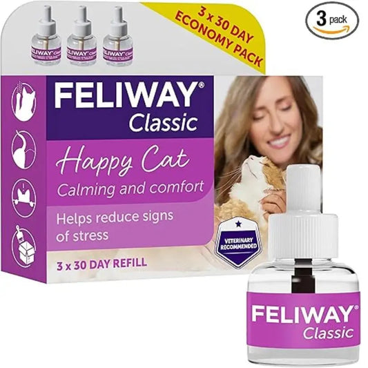 FELIWAY Classic Cat Calming Pheromone Diffuser Refills – 3 x 30 Day Supply (3 x 48ml) SCENTORA   SCENTORA