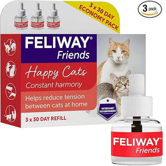 FELIWAY Friends Cat Calming Pheromone Diffuser Refills – 3 x 30 Day Supply (3 x 48ml) SCENTORA   SCENTORA