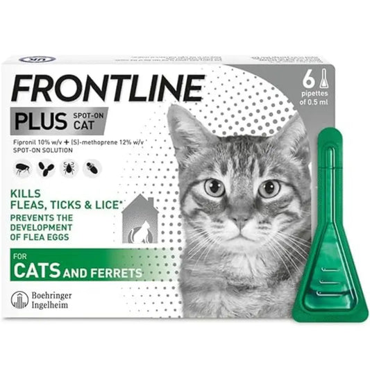 FRONTLINE Plus Flea and Tick Treatment for Cats and Ferrets – 6 Pipettes SCENTORA   SCENTORA