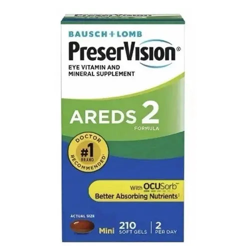 Bausch + Lomb PreserVision AREDS 2 Eye Vitamin & Mineral Supplement | Clinically Proven Eye Health Formula | Lutein, Zeaxanthin, Zinc, Vitamin C, E & Copper for Macular Degeneration Support (210 Softgels) NORTH WAVE   SCENTORA