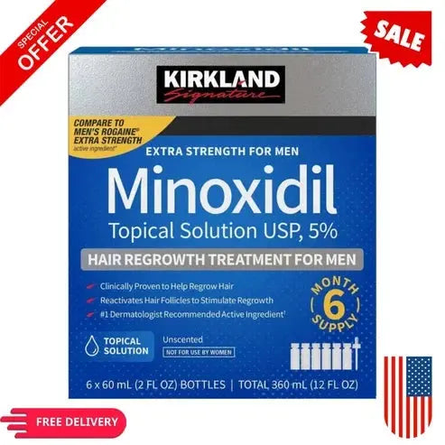 Kirkland Signature Minoxidil 5% Extra Strength Hair Regrowth Treatment for Men – 6-Month Supply NORTH WAVE   SCENTORA