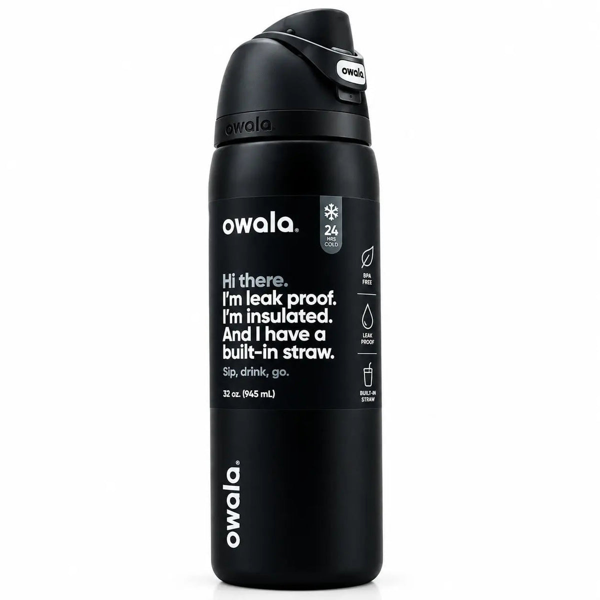 Owala FreeSip 32 oz Insulated Stainless Steel Water Bottle | Matte Black Flask SCENTORA   SCENTORA
