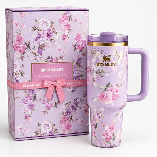 Stanley The Quencher H2.0 FlowState Tumbler - Purple Floral Gift Box Edition 40 oz NORTH WAVE   SCENTORA