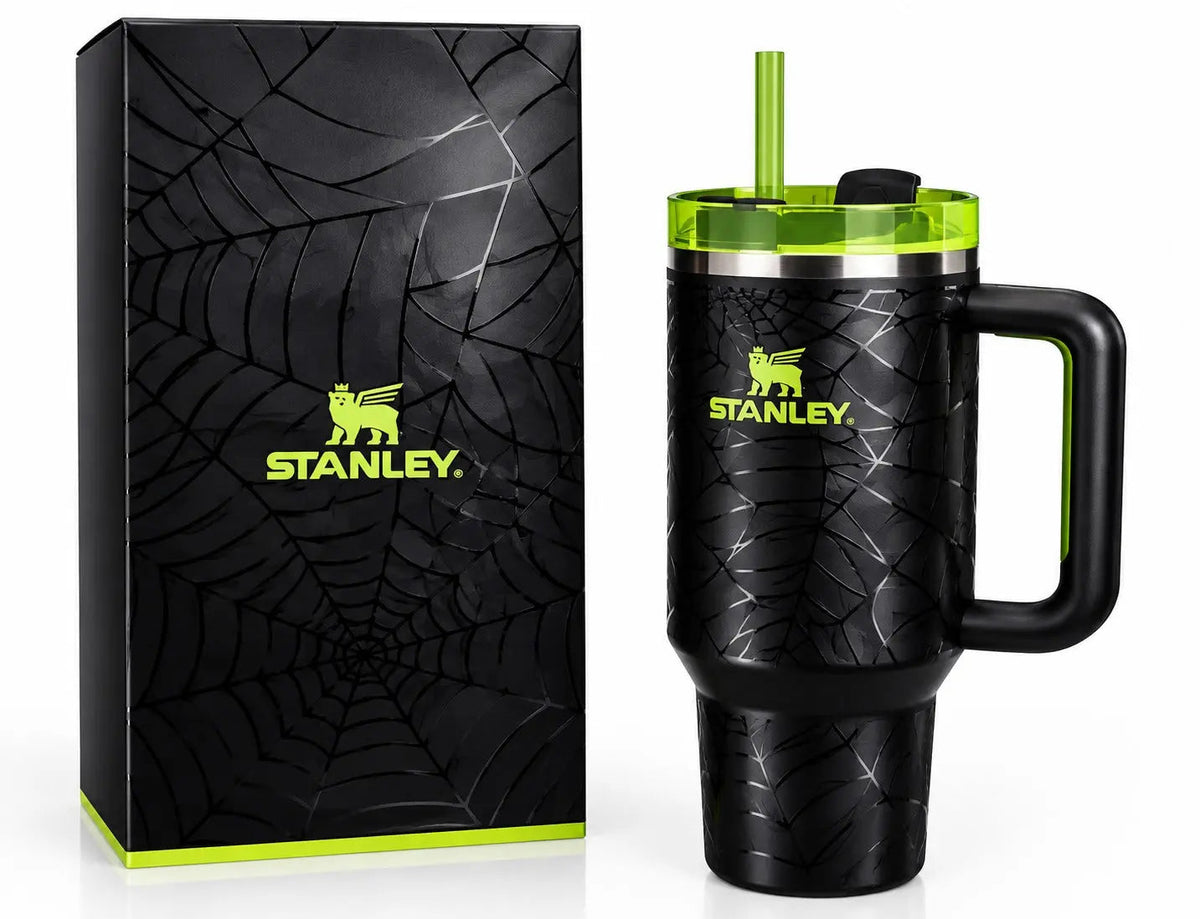 Stanley Halloween Spider Web Quencher Tumbler Gift Set | Black & Neon Green Insulated Mug SCENTORA   SCENTORA