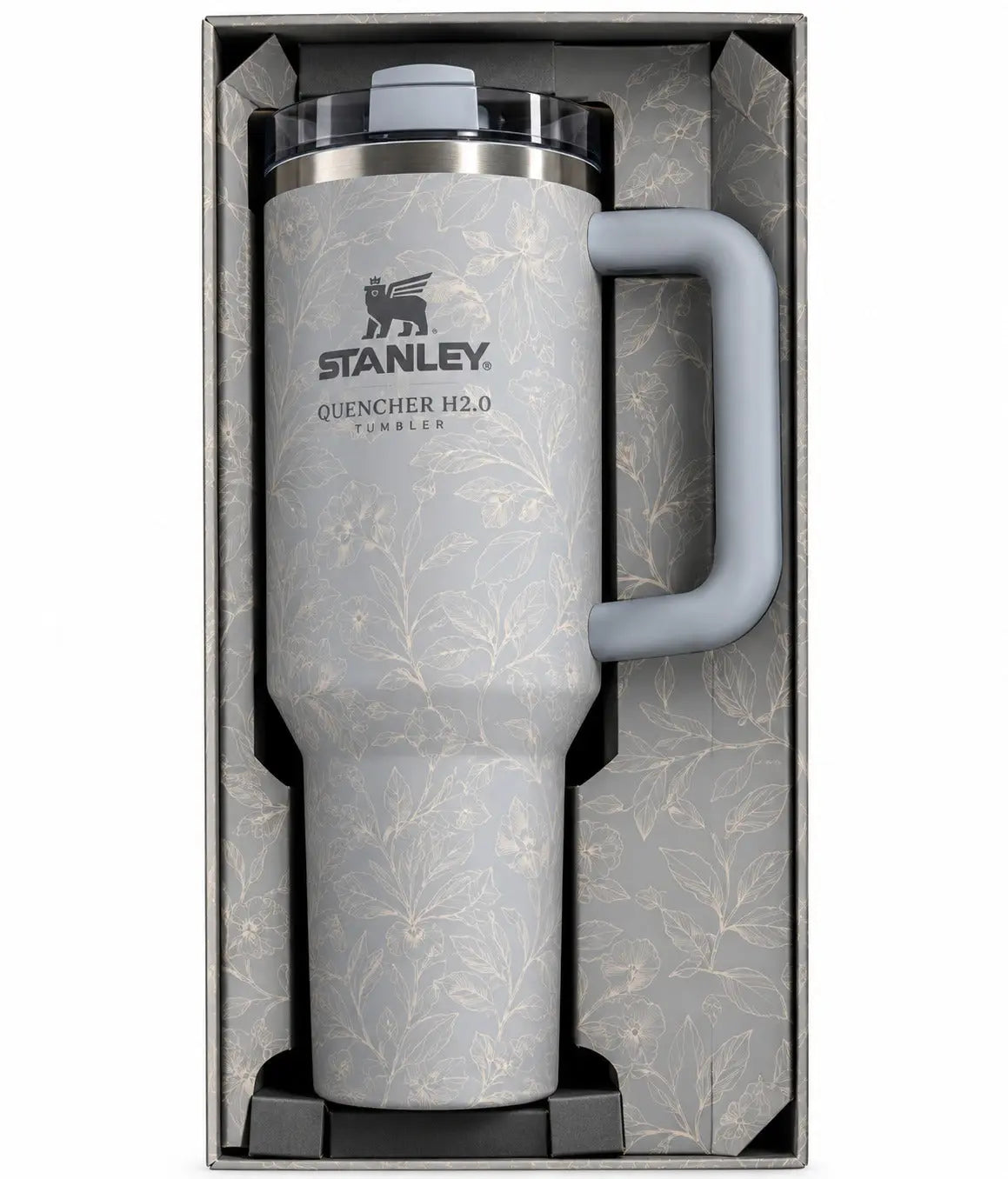 Stanley Quencher H2.0 FlowState Tumbler Gift Set | Grey Floral Insulated Stainless Steel Mug SCENTORA   SCENTORA