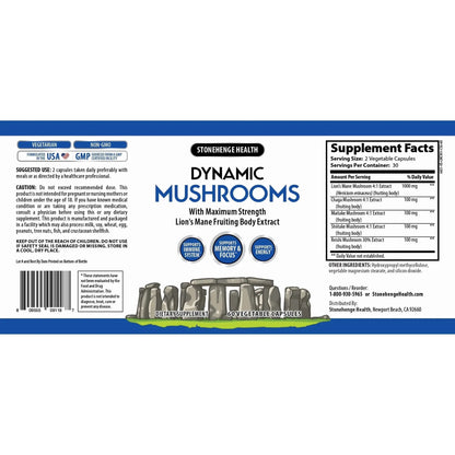 Stonehenge Health Dynamic Mushroom Complex - 60 Veggie Capsules NORTH WAVE   SCENTORA