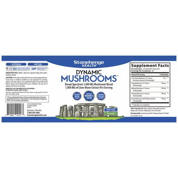 Stonehenge Health Dynamic Mushroom Complex - 60 Veggie Capsules NORTH WAVE   SCENTORA
